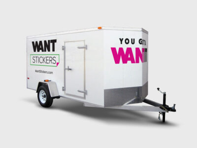 Vinyl Lettering Advertising on Work Trailer